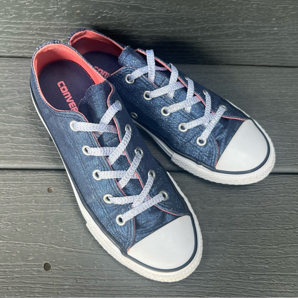 CONVERSE METALLIC BLUE SNEAKERS GIRLS SIZE 3